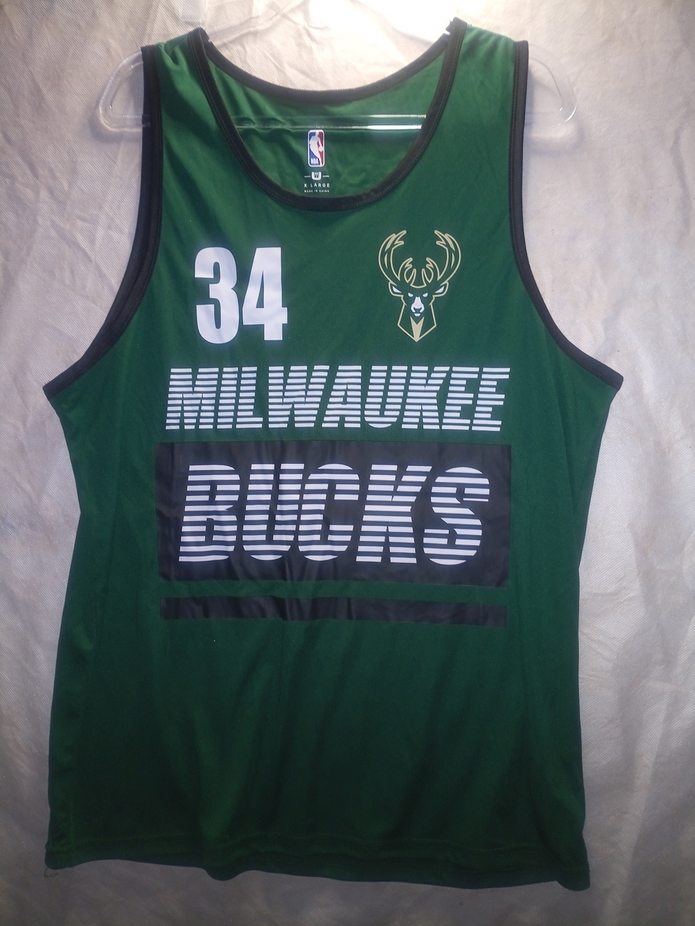NBA Milwaukee Bucks Green Jersey Antetokounmpo #34 Tank Top XL